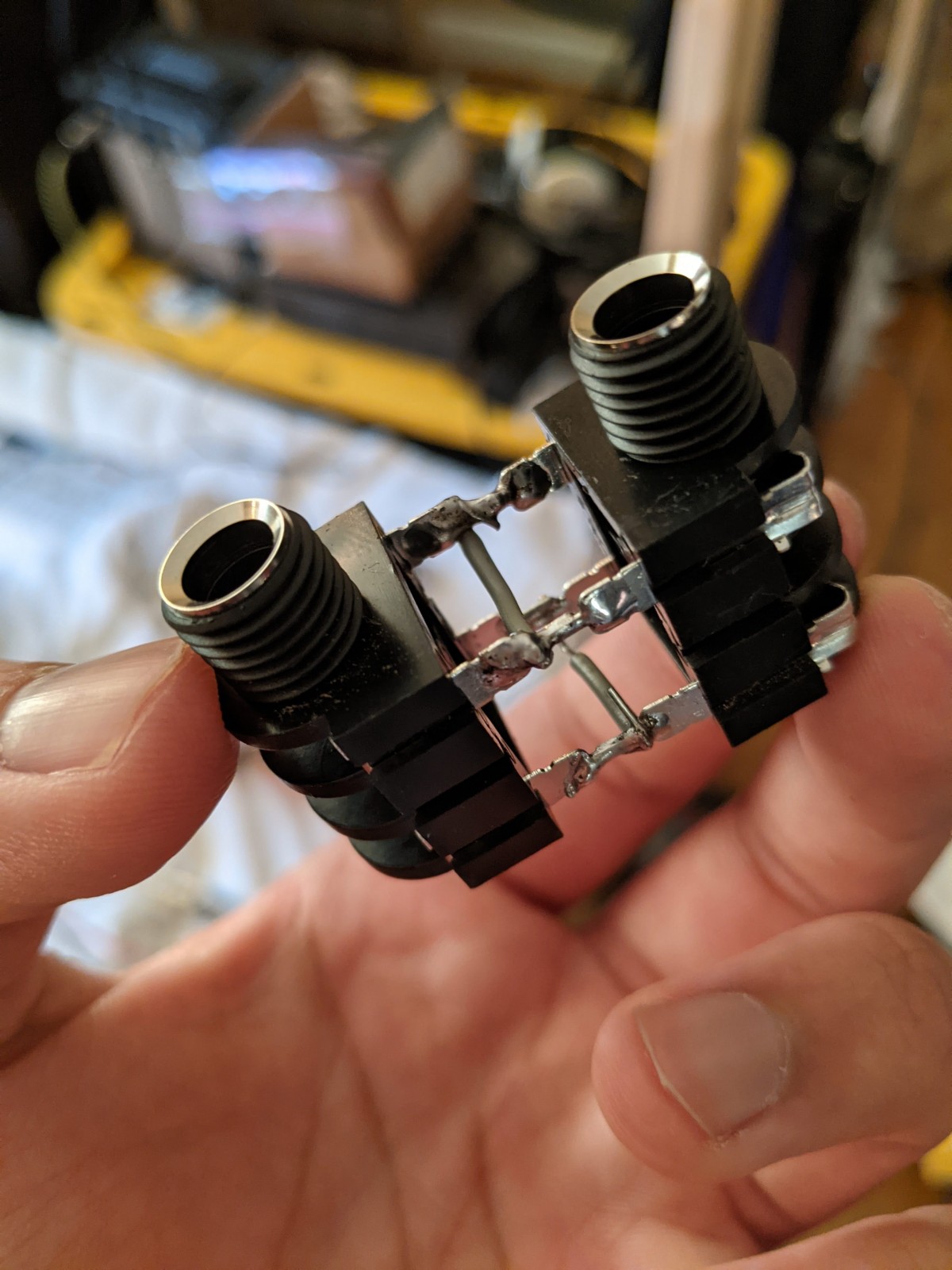 Its the simplest circuit possible involving both audio in and also audio out Connected Jacks
