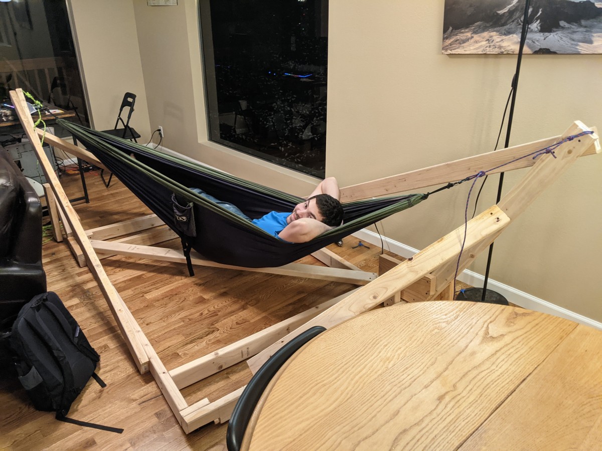 Hammock Stand Done, Peter Satisfied hammock stand finished